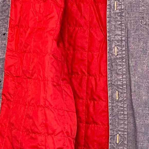 Y2K Tommy Hilfiger Quilted Lined Denim Shacket Jacket Blue Red Button Down Shirt - Picture 6 of 10